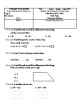 2 Đề kiểm tra cuối học kỳ 1 môn Toán Lớp 34 - Năm học 2015-2016 - Trường TH An Thuận (Có đáp án)